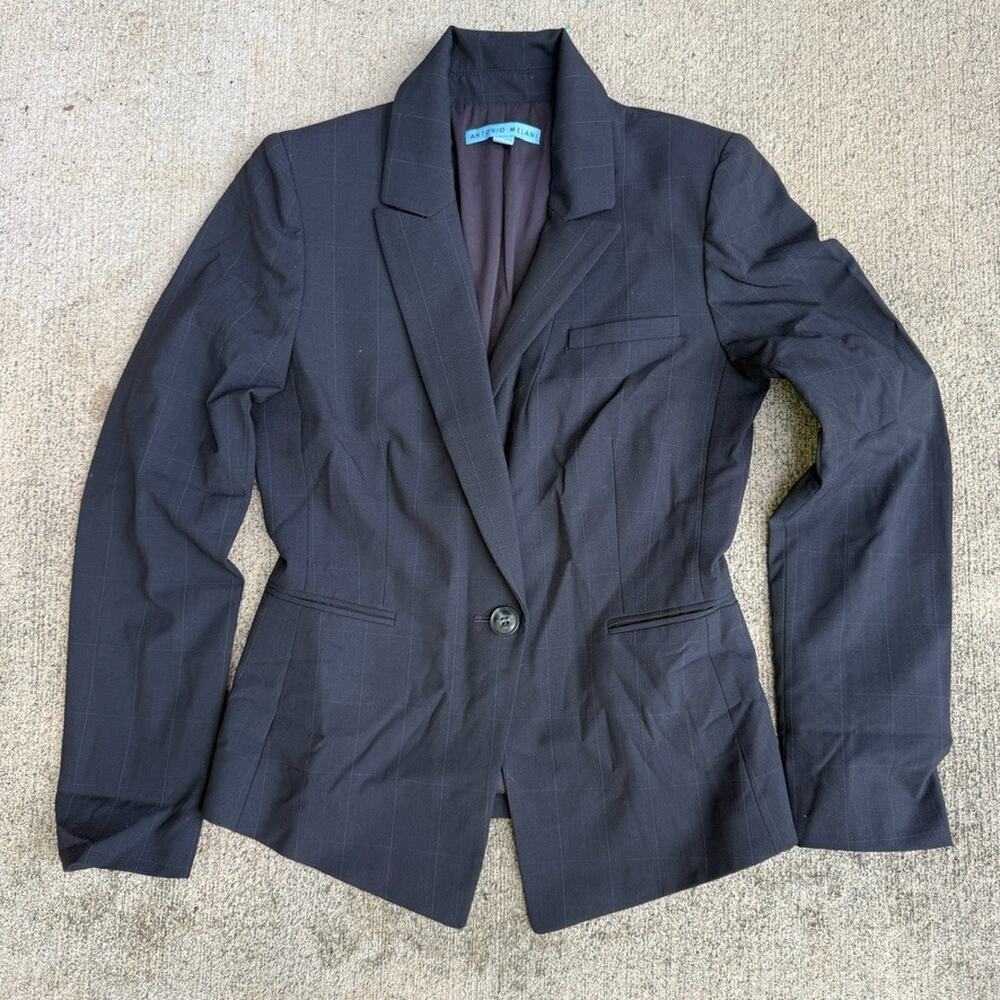 Antonio Melani Blazer Womens 2 Black Single Button Jacket Office Career Tailored